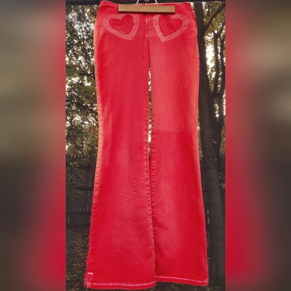 Vintage Moschino Heart Denim Pants Orange
